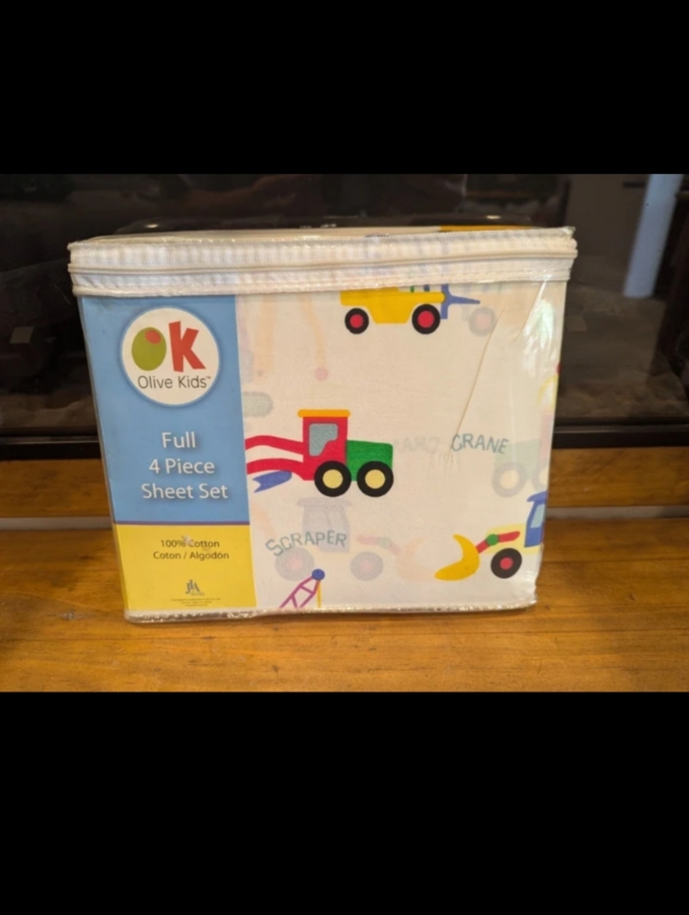 New Olive Kids Construction Trucks 100% Cotton 4 Piece Full Sheet Set